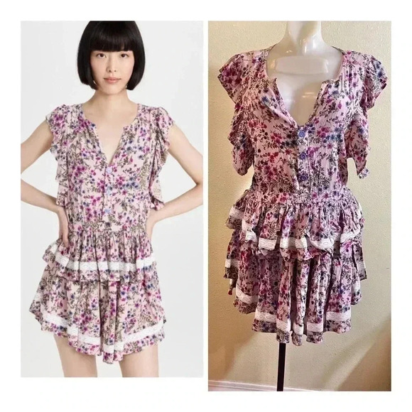 Sokie Collective Size XLThe Mini Flicker Dress Light Pink Floral Cottagecore NEW - Picture 1 of 11